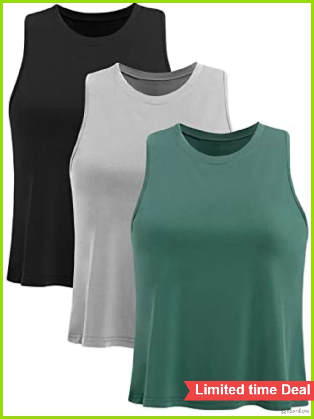 Crop Tank Tops 3 Pack Sleeveless Flowy Muscle Workout Shirts